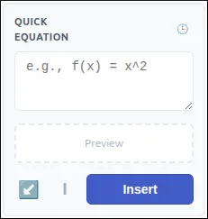 The Quick Equation component in its default Insert mode.