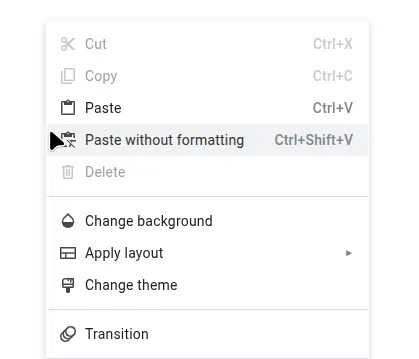 Paste the text without formatting